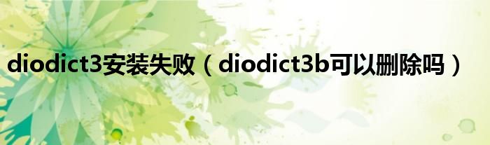 diodict3安装失败（diodict3b可以删除吗）