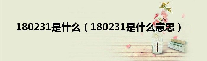 180231是什么（180231是什么意思）