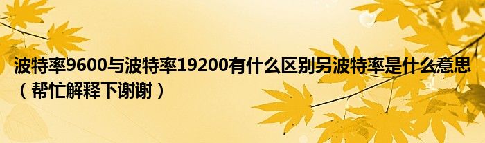 波特率9600与波特率19200有什么区别另波特率是什么意思（帮忙解释下谢谢）