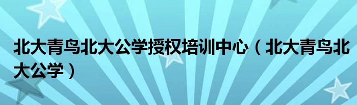 北大青鸟北大公学授权培训中心（北大青鸟北大公学）