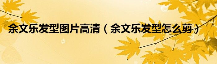 余文乐发型图片高清（余文乐发型怎么剪）