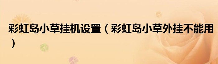 彩虹岛小草挂机设置（彩虹岛小草外挂不能用）