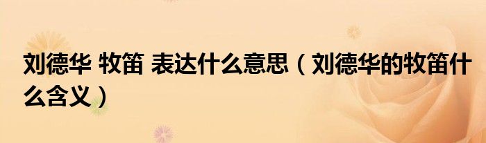 刘德华 牧笛 表达什么意思（刘德华的牧笛什么含义）