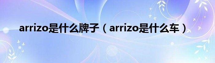 arrizo是什么牌子（arrizo是什么车）
