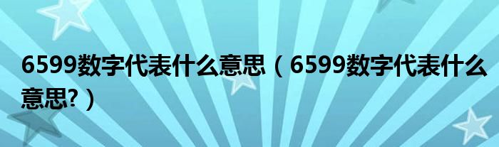 6599数字代表什么意思（6599数字代表什么意思?）