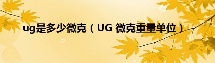 ug是多少微克（UG 微克重量单位）