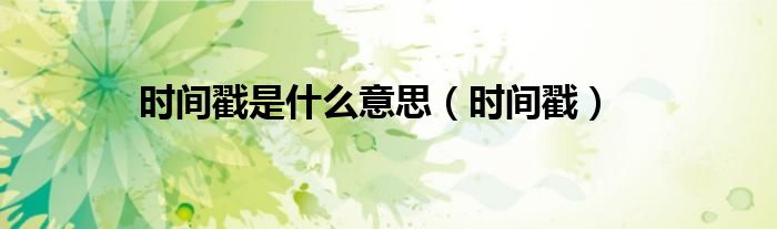 时间戳是什么意思（时间戳）