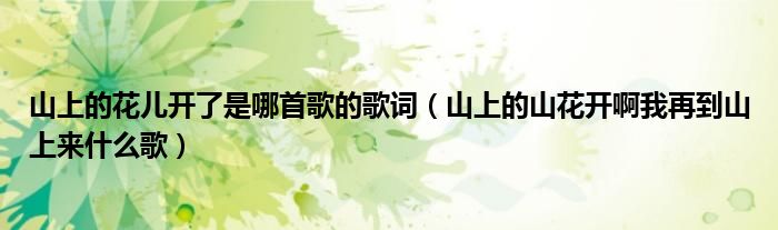 山上的花儿开了是哪首歌的歌词（山上的山花开啊我再到山上来什么歌）