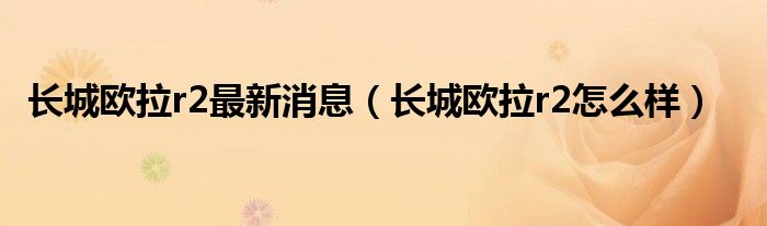 长城欧拉r2最新消息（长城欧拉r2怎么样）