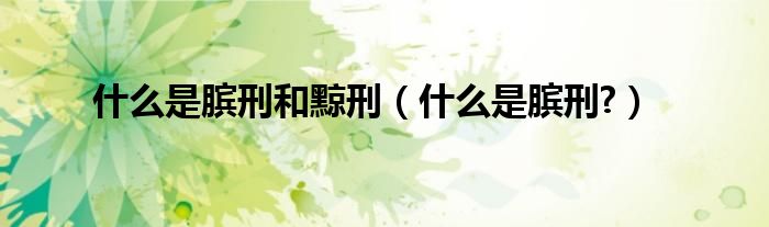 什么是膑刑和黥刑（什么是膑刑?）