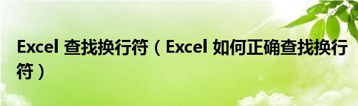 Excel 查找换行符（Excel 如何正确查找换行符）
