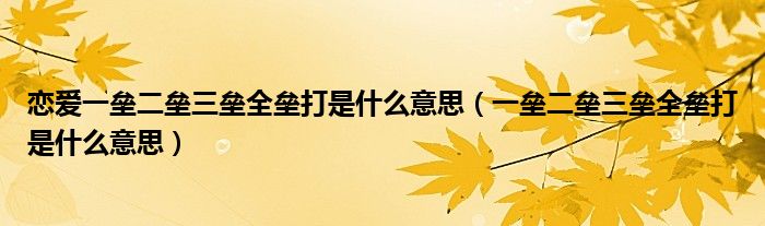 恋爱一垒二垒三垒全垒打是什么意思（一垒二垒三垒全垒打是什么意思）