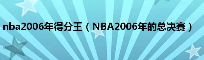 nba2006年得分王（NBA2006年的总决赛）