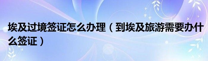 埃及过境签证怎么办理（到埃及旅游需要办什么签证）