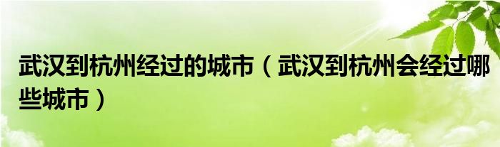 武汉到杭州经过的城市（武汉到杭州会经过哪些城市）