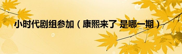 小时代剧组参加（康熙来了 是哪一期）
