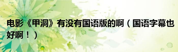 电影《甲洞》有没有国语版的啊（国语字幕也好啊！）