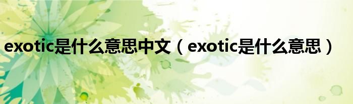 exotic是什么意思中文（exotic是什么意思）