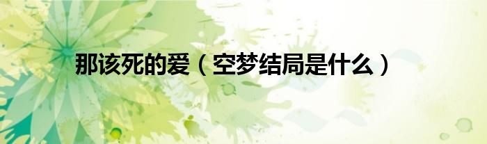 那该死的爱（空梦结局是什么）