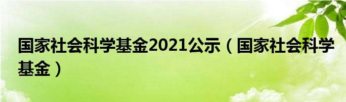 国家社会科学基金2021公示（国家社会科学基金）
