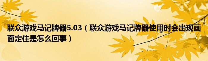 联众游戏马记牌器5.03（联众游戏马记牌器使用时会出现画面定住是怎么回事）