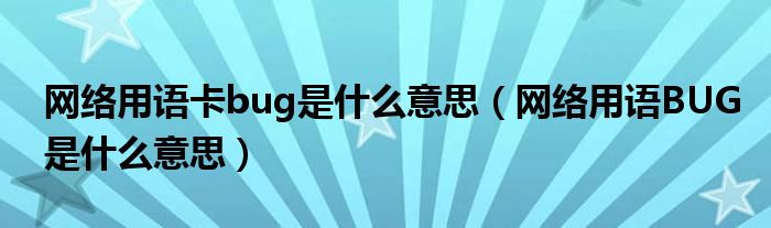 网络用语卡bug是什么意思（网络用语BUG是什么意思）