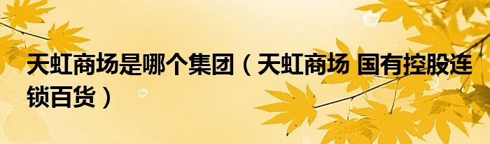天虹商场是哪个集团（天虹商场 国有控股连锁百货）