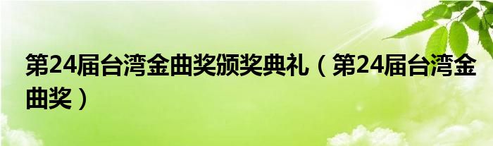 第24届台湾金曲奖颁奖典礼（第24届台湾金曲奖）