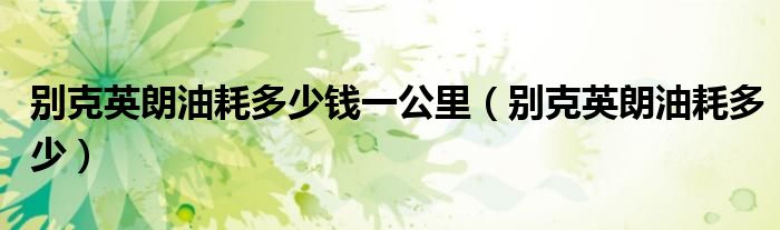 别克英朗油耗多少钱一公里（别克英朗油耗多少）