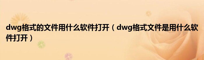 dwg格式的文件用什么软件打开（dwg格式文件是用什么软件打开）
