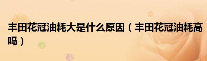 丰田花冠油耗大是什么原因（丰田花冠油耗高吗）