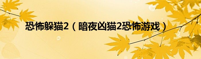 恐怖躲猫2（暗夜凶猫2恐怖游戏）