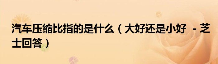 汽车压缩比指的是什么（大好还是小好 - 芝士回答）