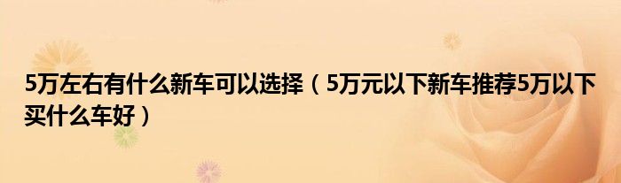 5万左右有什么新车可以选择（5万元以下新车推荐5万以下买什么车好）