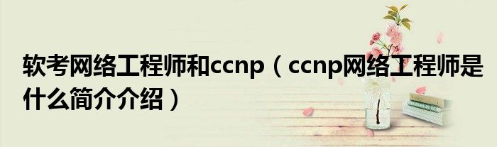软考网络工程师和ccnp（ccnp网络工程师是什么简介介绍）