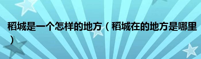 稻城是一个怎样的地方（稻城在的地方是哪里）