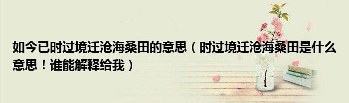 如今已时过境迁沧海桑田的意思（时过境迁沧海桑田是什么意思！谁能解释给我）