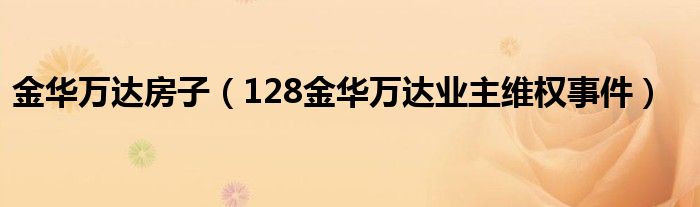 金华万达房子（128金华万达业主维权事件）