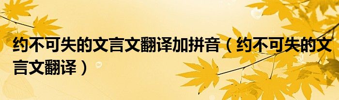 约不可失的文言文翻译加拼音（约不可失的文言文翻译）