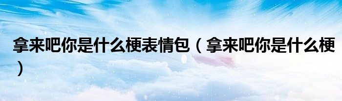拿来吧你是什么梗表情包（拿来吧你是什么梗）
