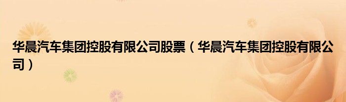 华晨汽车集团控股有限公司股票（华晨汽车集团控股有限公司）