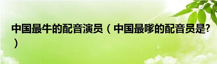 中国最牛的配音演员（中国最嗲的配音员是?）