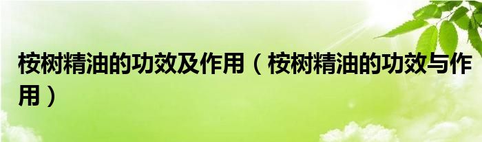 桉树精油的功效及作用（桉树精油的功效与作用）