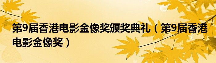 第9届香港电影金像奖颁奖典礼（第9届香港电影金像奖）