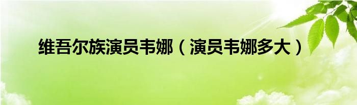 维吾尔族演员韦娜（演员韦娜多大）