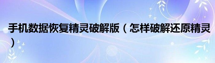 手机数据恢复精灵破解版（怎样破解还原精灵）