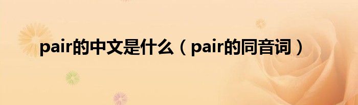pair的中文是什么（pair的同音词）