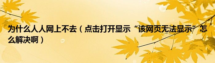 为什么人人网上不去（点击打开显示“该网页无法显示”怎么解决啊）