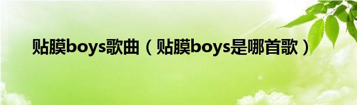 贴膜boys歌曲（贴膜boys是哪首歌）