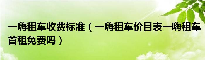 一嗨租车收费标准（一嗨租车价目表一嗨租车首租免费吗）